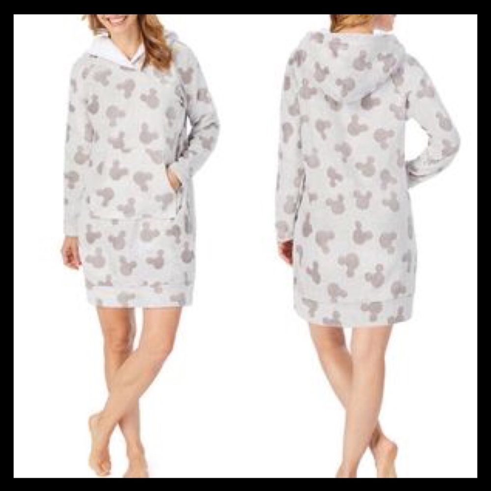 Disney Mickey Mouse Fleece Lounge Hoodie Robe Grey - Picture 2 of 4